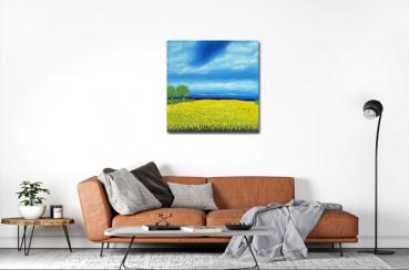 Buy original oil painting landscape painting yellow blue- rapeseed field